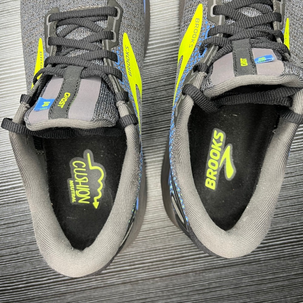 Brooks Running Shoes Ghost 14 Mens 9.5 Grey Lime Green Mesh DNA LOFT Sneakers - Picture 3 of 14